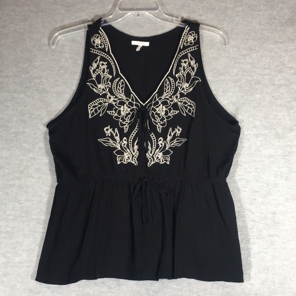 MAURICES Embroidered Summer Comfy Oversized Gauzy Sleeveless Top w:Elastic Waist
